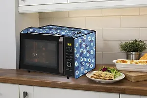 Stylista PVC Microwave Oven Cover for Kenstar 17 L Grill KM20GSCN, Floral Pattern Blueish Grey-thumb2