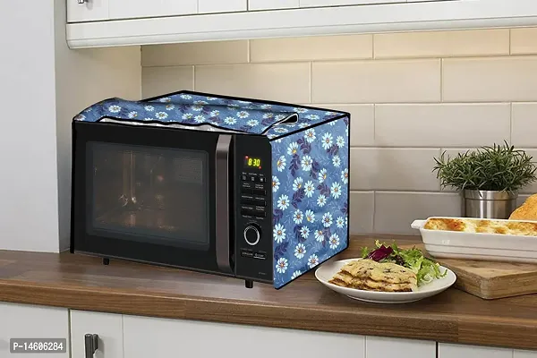 Stylista PVC Microwave Oven Cover for Kenstar 17 L Grill KM20GSCN, Floral Pattern Blueish Grey-thumb3