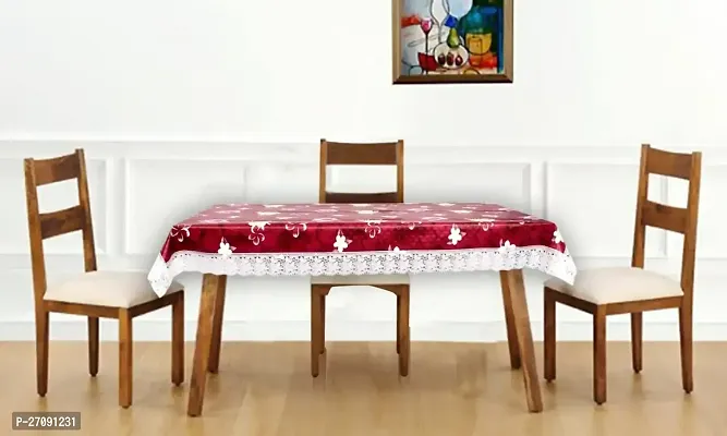 Stylish Polyvinyl Chloride Rectangular Waterproof 4 Seater Dining Table Cover Size 54X78 Inches Floral Pattern, Red-Pack Of 1-thumb0