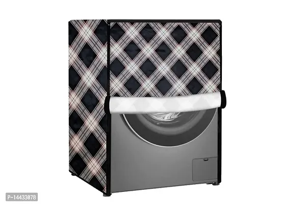 Stylista Washing Machine Cover Compatible for IFB Serena Aqua VX LDT 7 kg Front Load Checkered Pattern Cream