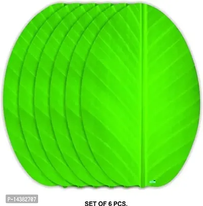 Stylista 6 Units PVC Banana Leaf Shape Dining Table Place Mats 11x17 inches-thumb3