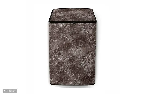 Stylista PVC Washing Machine Cover Compatible for LG 7.5 KG Fully-Automatic Top Loading T75SKSF1Z, Marble Pattern Brown-thumb3