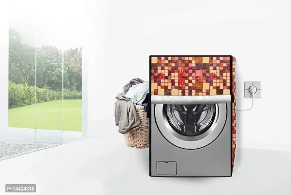 Stylista Washing Machine Cover Compatible for Front Load IFB Senator Aqua SX - 8 Kg Abstract Pattern Brown-thumb2