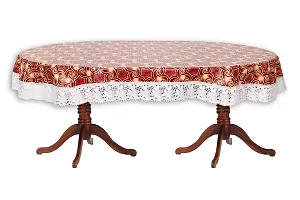 Stylista 8 Seater Oval Dining Table Cover WxL 60x108 inches with White Border lace-thumb4