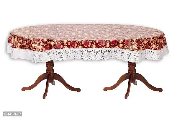 Stylista 8 Seater Oval Dining Table Cover WxL 60x108 inches with White Border lace-thumb5