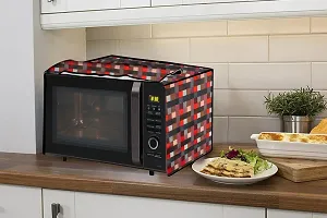 Stylista PVC Microwave Oven Cover for BPL 30 L BPLMW30CIG, Lattice Pattern Red-thumb2