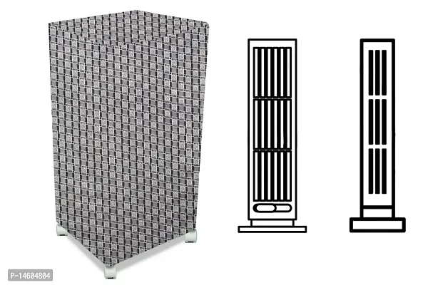 Stylista Air Cooler Cover Compatible for Kumaka Plastic Kmk-Tf23-F 23 LTR Tower Cooler, Ployester, Basketweave Pattern Grey-thumb0