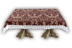 Stylista 8 Seater Dining Table Cover Size 60x108 Inches Floral Pattern Brown-thumb4