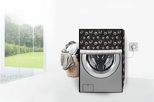 Stylista PVC Washing Machine Cover Compatible for Samsung 6 Kg Fully-Automatic Front Loading WW61R20GLMW, Floral Pattern Dark Brown-thumb2