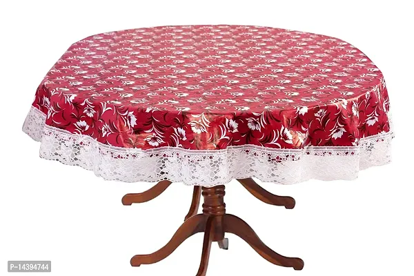 Stylista 8 Seater Oval Dining Table Cover WxL 60x108 inches with White Border lace-thumb0