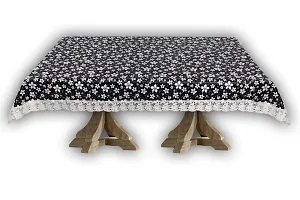 Stylista Waterproof 6 Seater Dining Table Cover Size 60x90 Inches Floral Pattern Black-thumb4