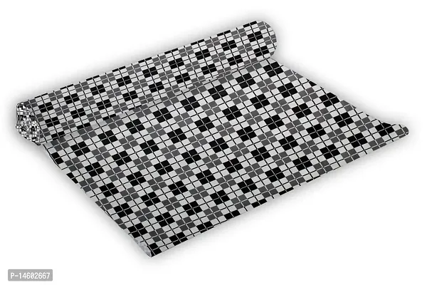 Stylista Shelf Cover for Kitchen Shelves, Shelf mat for cupboards, Shelves Covers Sheets roll for Wardrobe, Drawer Slab mats W 18 inches L 5 Meter roll, Checkered Pattern Black