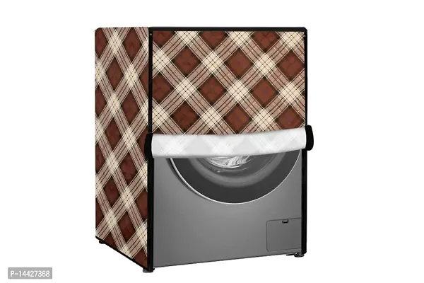 Stylista Washing Machine Cover Compatible for LG 6.0 Kg 5 Star Inverter Fully-Automatic Front Loading Washing Machine FHM1006ADW Checkered Pattern Beige