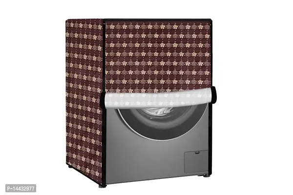 Stylista Washing Machine Cover Compatible for Bosch WAK20060IN Front-Loading 7 Kg Floral Pattern Brown