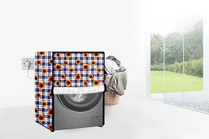 Stylista Washing Machine Cover Compatible for LG 6.0 Kg 5 Star Inverter Fully-Automatic Front Loading Washing Machine FHM1006ADW Gingham Floral Pattern Blue-thumb1