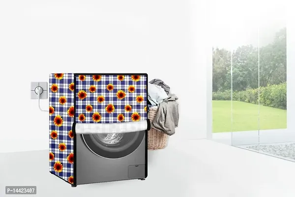 Stylista Washing Machine Cover Compatible for LG 6.0 Kg 5 Star Inverter Fully-Automatic Front Loading Washing Machine FHM1006ADW Gingham Floral Pattern Blue-thumb2