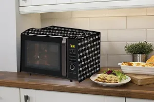 Stylista PVC Microwave Oven Cover for Panasonic 23L NN-CT353BFDG, Floral Pattern Black White-thumb2