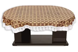 Stylista 6 Seater Oval Dining Table Cover WxL 60x90 inches with White Border lace-thumb2