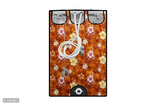 Stylista Washing Machine Cover Compatible for Samsung 7.5 Kg Inverter Fully-Automatic Top Loading Washing Machine WA75T4560BM/TL Floral Pattern Orange-thumb5