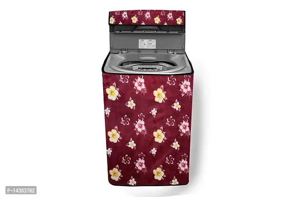 Stylista Washing Machine Cover Compatible for LG 8 kg T9077NEDL1 Fully-Automatic Top Load Floral Red