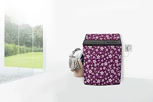 Stylista Washing Machine Cover Compatible for Haier 6.5 kg semi Automatic HTW65-186S Printed Floral Pattern Purple-thumb1