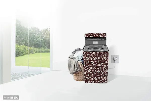 Stylista Top Load Fully Automatic Washing Machine Cover Compatible for IFB 8 kg, 8.5 kg, 9 kg  9.5 kg Floral Pattern Brown-thumb2