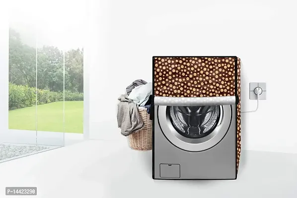 Stylista Washing Machine Cover Compatible for Front Load IFB Senator Aqua SX - 8 Kg Polka Dot Pattern Brown-thumb2