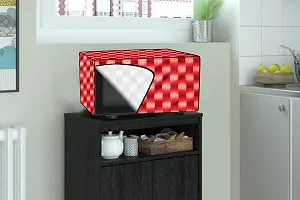 Stylista Microwave Oven Cover for Kenstar 20 L Convection KJ20CBG101 Gingham Pattern Red-thumb1