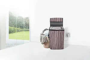 Stylista PVC Washing Machine Cover Compatible for Samsung 7 Kg Fully Automatic Top Loading WA70BG4545BGTL, Wooden Pattern Grey-thumb1