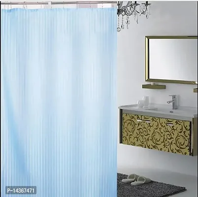 Stylista Shower Curtain SkyBlue Linear Design 54x84 inches with 8 Hooks Set of Two