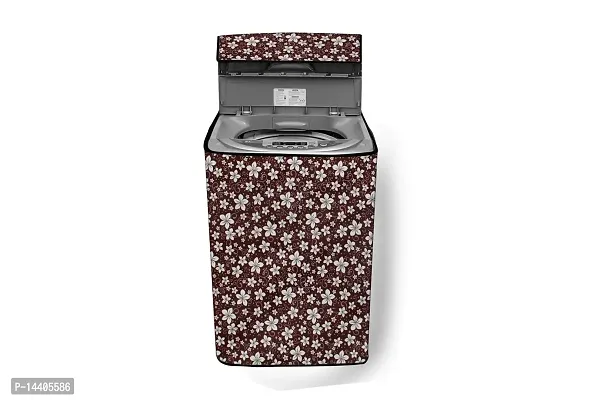 Stylista Top Load Fully Automatic Washing Machine Cover Compatible for IFB 8 kg, 8.5 kg, 9 kg  9.5 kg Floral Pattern Brown-thumb0