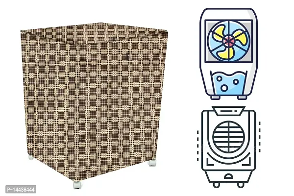 Stylista Cooler Cover Compatible for Hindware Snowcrest i-Fold 90 Liter Desert Cooler Checkered Pattern Dark Brown