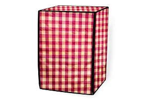 Stylista Washing Machine Cover Compatible for AmazonBasics 7 kg Fully-Automatic Front Load Plaid Pattern Mehroon-thumb4