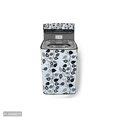 Stylista Top Load Fully Automatic Washing Machine Cover Compatible for Godrej 7 kg Petals Pattern Grey-thumb0