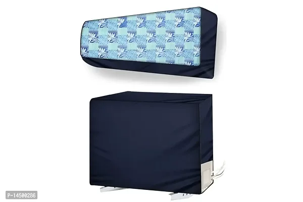 Stylista split ac cover set of indoor and outdoor unit Compatible for 0.75 Ton MTSB MS-GK Check Pattern Blue