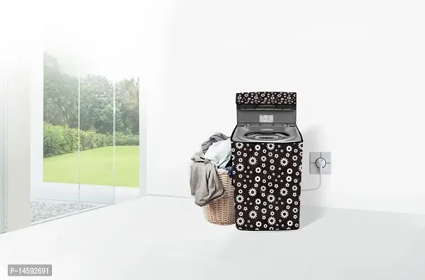 Stylista PVC Washing Machine Cover Compatible for Samsung 6.5 Kg Fully-Automatic Top Loading WA65M4100HV, Floral Pattern White-thumb2