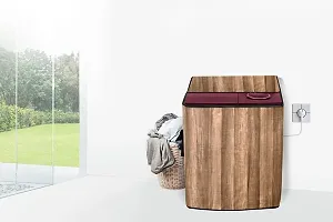 Stylista PVC Washing Machine Cover Compatible for Samsung 7 Kg Semi-Automatic Top Loading WT70M3200HL/TL, Wooden Pattern Brown-thumb1