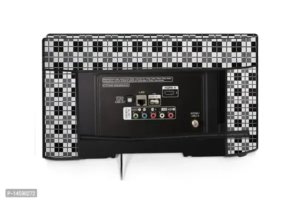 Stylista Printed PVC LED/LCD TV Cover for 43 Inches All Brands and Models, Checkered Pattern Black-thumb5