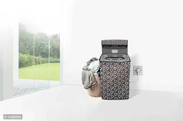 Stylista PVC Washing Machine Cover Compatible for Samsung 11 Kg Fully-Automatic Top Loading WA11J5750SP, Packed Pattern Grey-thumb2