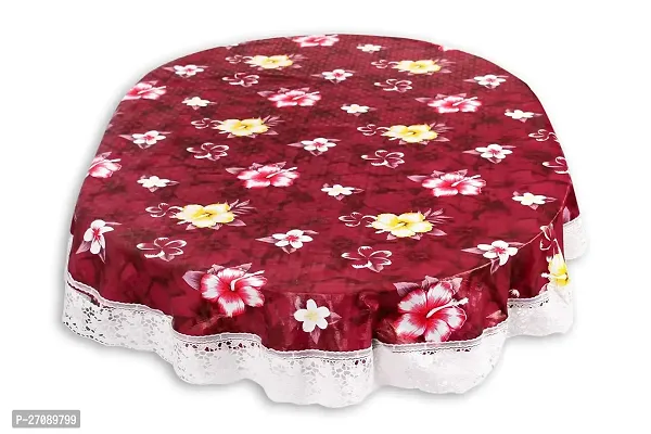 Stylish Oval Centre Table Cover Wxl 40X60 Inches With White Border Lace