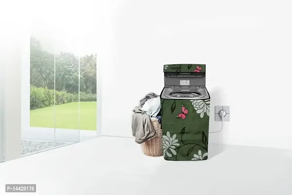 Stylista Washing Machine Cover Compatible for Whirlpool 6.2 kg Fully-Automatic Top Loading WHITEMAGIC Royal 6.2 Petals Pattern Green-thumb2