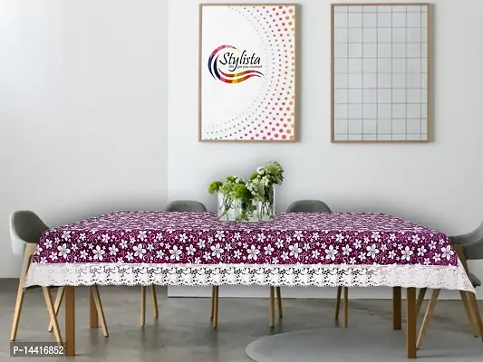 Stylista Waterproof 6 Seater Dining Table Cover Size 60x90 Inches Floral Pattern Purple-thumb3