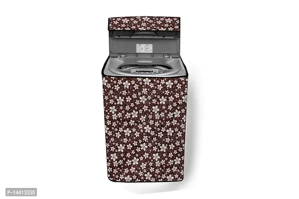 Stylista Washing Machine Cover Compatible for Samsung 7.5 Kg Inverter Fully-Automatic Top Loading Washing Machine WA75T4560BM/TL Floral Pattern Brown