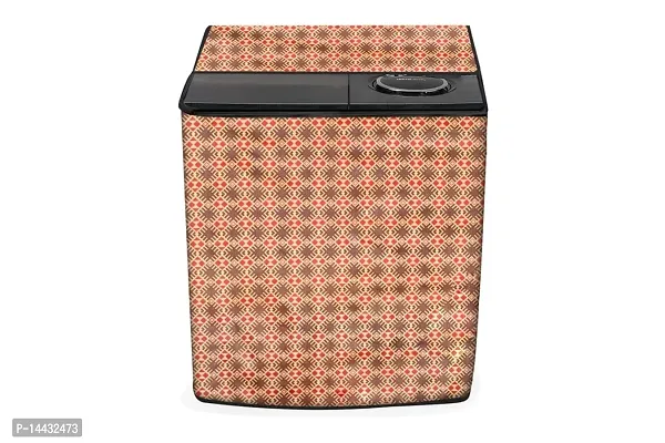 Stylista Washing Machine Cover Compatible for Haier 6.2 kg semi Automatic HTW62-187BO Surface Pattern Brown-thumb0