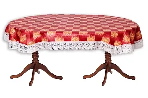 Stylista 6 Seater Oval Dining Table Cover WxL 60x90 inches with White Border lace-thumb4