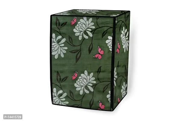 Stylista Waterproof Front Load Washing Machine Cover Compatible for Godrej 6 Kg Petals Pattern Green-thumb5