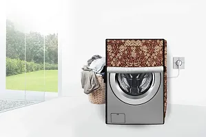 Stylista Washing Machine Cover Compatible for Front Load IFB Senator Aqua SX - 8 Kg Floral Pattern Beige-thumb1