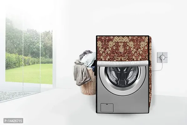 Stylista Washing Machine Cover Compatible for Front Load IFB Senator Aqua SX - 8 Kg Floral Pattern Beige-thumb2