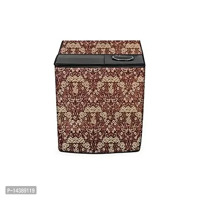 Stylista Top Load Semi Automatic Washing Machine Cover Compatible for Godrej 6.8 kg, 7 kg  7.2 kg Floral Pattern Beige