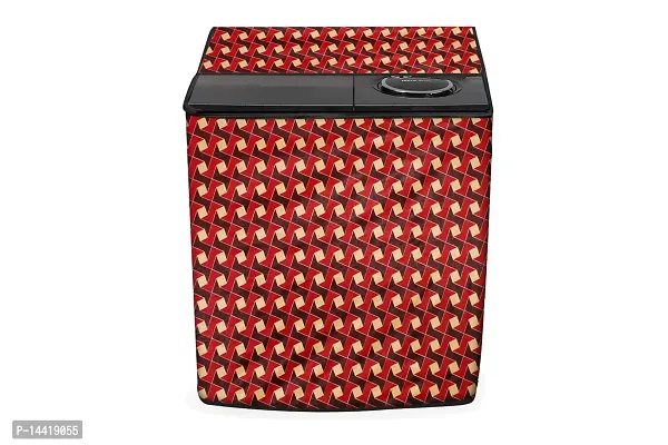 Stylista Washing Machine Cover Compatible for Sansui WMSS60AS-CMA semi Automatic 6kg Frieze Pattern Brown